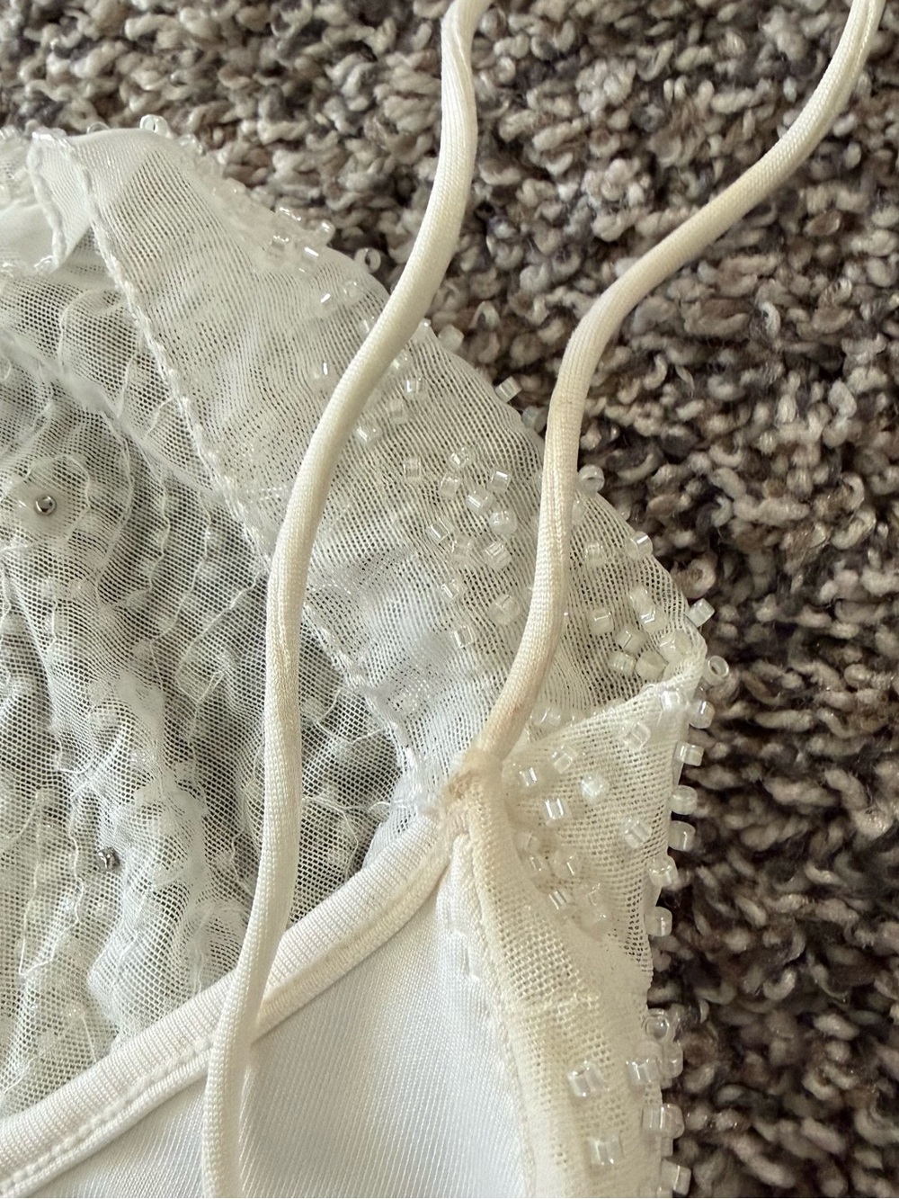 Oh Polly Riviera Strappy Midi Dress White Beaded Engagement Bridal Shower Size 4 - Picture 10 of 13